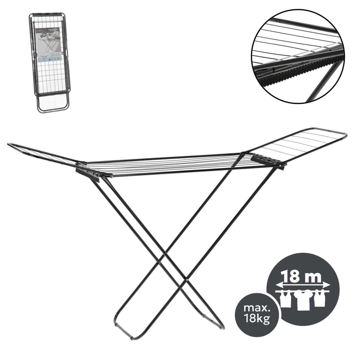 Suport de uscare cu două suporturi pentru șosete 180 x 55 x 102 cm