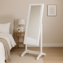 Cutie de bijuterii cu oglindă albă 34 x 35,5 x 120cm