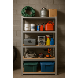 Raft metalic de depozitare RM01 – 5 polițe, 150×75×30 cm, capacitate de încărcare 875 kg