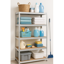 Raft metalic de depozitare RM01 – 5 polițe, 150×75×30 cm, capacitate de încărcare 875 kg