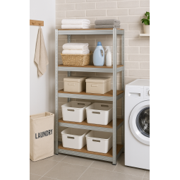 2 bucăți - Raft metalic de depozitare RM01 - 5 polițe, 150×75×30 cm, capacitate de încărcare 875 kg