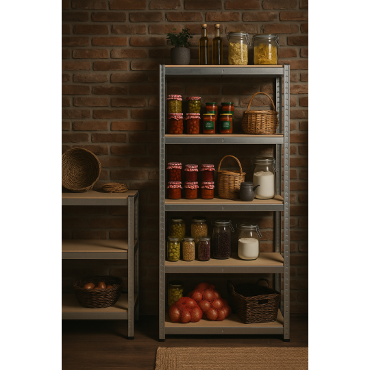 Regal metalic zincat 180×90×40 cm, 5 poli, Capacitate de încărcare 875 kg, Fără șuruburi