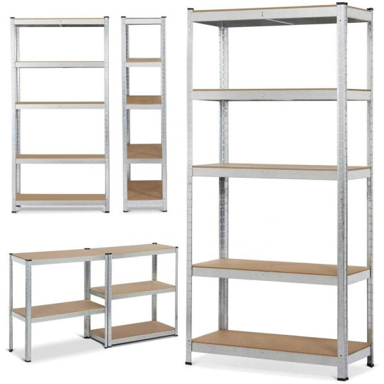 Regal metalic zincat 180×90×40 cm, 5 poli, Capacitate de încărcare 875 kg, Fără șuruburi