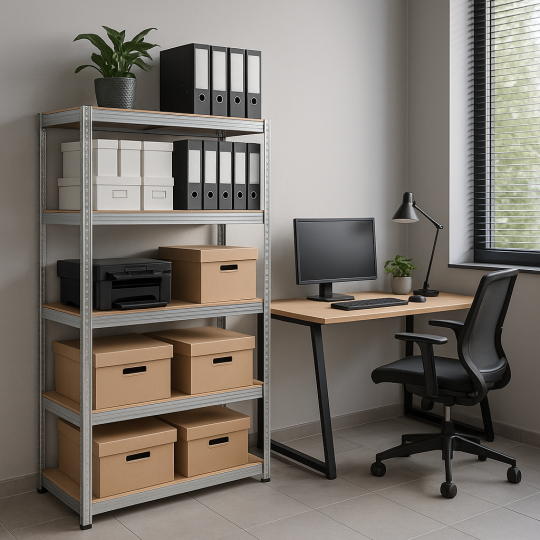 Regal metalic zincat 180×90×40 cm, 5 poli, Capacitate de încărcare 875 kg, Fără șuruburi