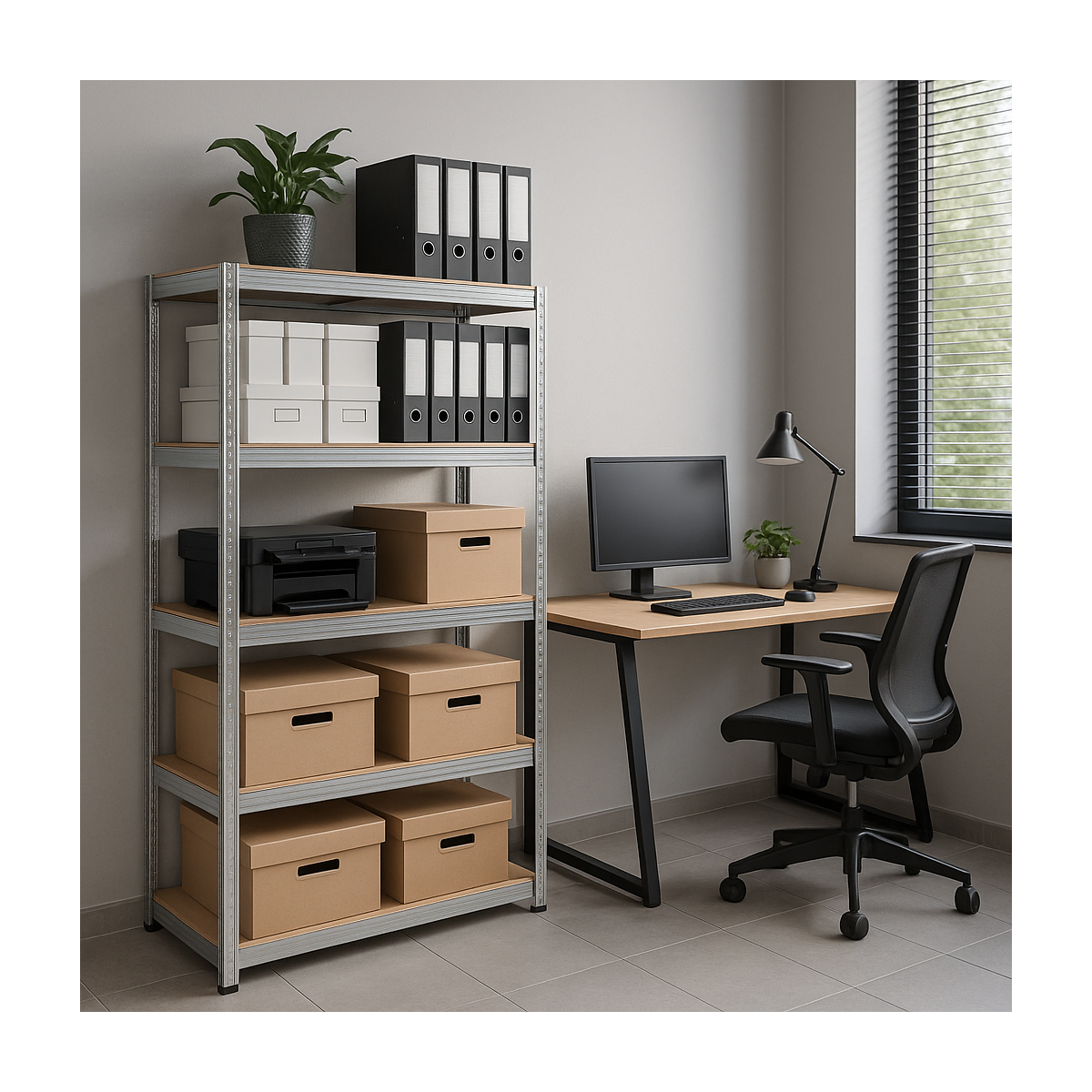 Regal metalic zincat 180×90×40 cm, 5 poli, Capacitate de încărcare 875 kg, Fără șuruburi