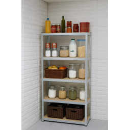 2 bucăți - Raft metalic zincat 180×90×40 cm, 5 polițe, Capacitate de încărcare 875 kg, Fără șuruburi