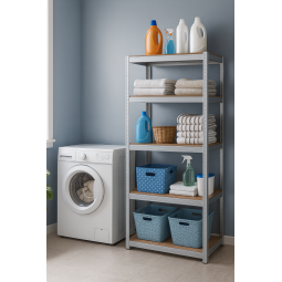 2 bucăți - Raft metalic zincat 180×90×40 cm, 5 polițe, Capacitate de încărcare 875 kg, Fără șuruburi