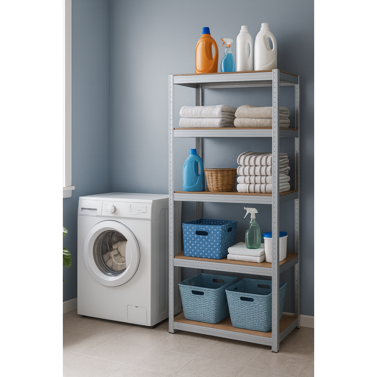 2 bucăți - Raft metalic zincat 180×90×40 cm, 5 polițe, Capacitate de încărcare 875 kg, Fără șuruburi