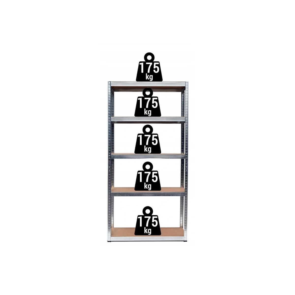 2 bucăți - Raft metalic zincat 180×90×40 cm, 5 polițe, Capacitate de încărcare 875 kg, Fără șuruburi