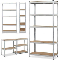 2 bucăți - Raft metalic zincat 180×90×40 cm, 5 polițe, Capacitate de încărcare 875 kg, Fără șuruburi