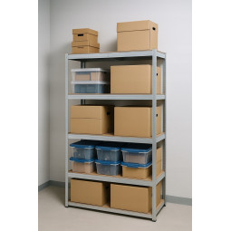 Regal metalic de calitate cu dimensiuni de 205x120x45 cm, dotat cu rafturi, capacitate de încărcare 875 kg