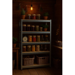 Regal metalic de calitate cu dimensiuni de 205x120x45 cm, dotat cu rafturi, capacitate de încărcare 875 kg