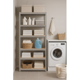 Regal metalic 222×90×40 cm, 6 poli, Capacitate 1050 kg, Fără șuruburi