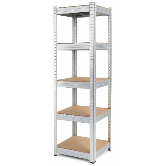 Raft metalic îngust 180×40×40 cm | 5 poli | Capacitate de 875 kg | Fără șuruburi