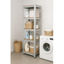 Raft metalic îngust 180×40×40 cm | 5 poli | Capacitate de 875 kg | Fără șuruburi