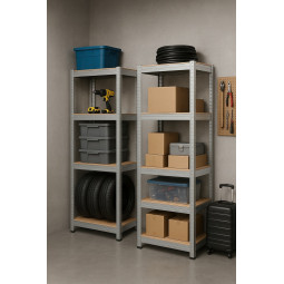 Raft metalic îngust 180×40×40 cm | 5 poli | Capacitate de 875 kg | Fără șuruburi