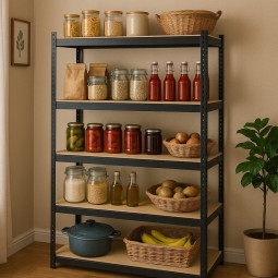 Raft metalic negru RM02 2în1 – 5 rafturi, 180×90×40 cm, capacitate de încărcare 1175 kg