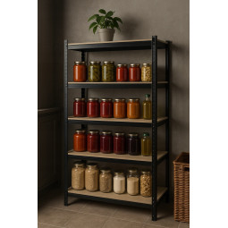 Raft metalic negru RM02 2în1 – 5 rafturi, 180×90×40 cm, capacitate de încărcare 1175 kg