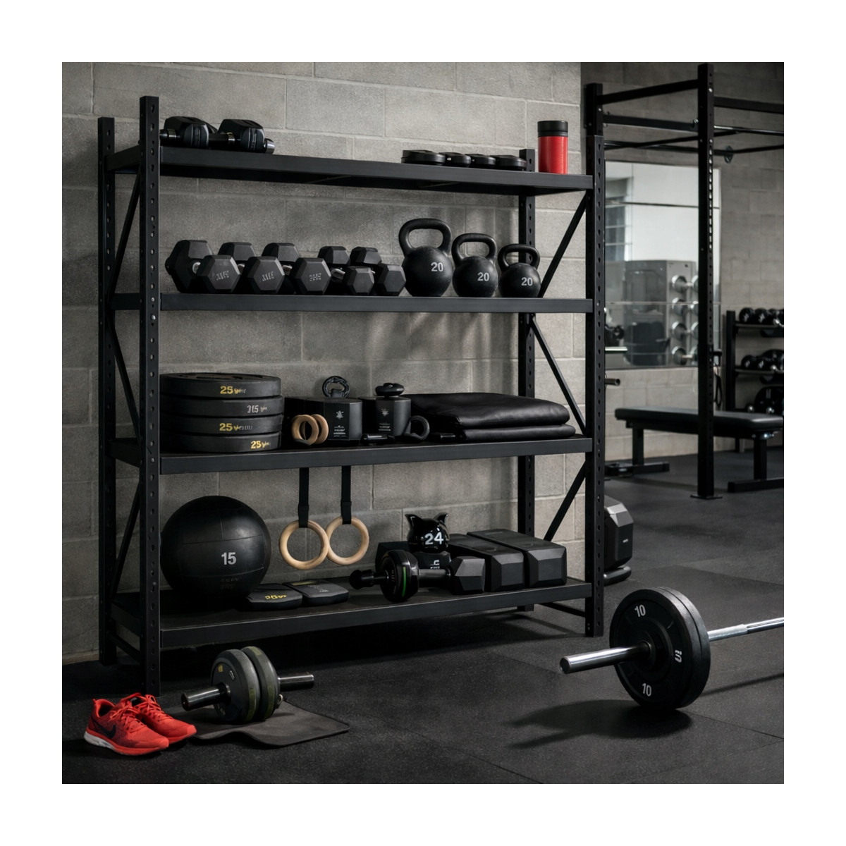 Raft metalic profesional RM03 – 4 rafturi, 200×200×60 cm, capacitate de încărcare 800 kg