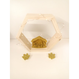 Polcă din lemn HEXAGÓN din brad natural