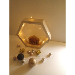 Polcă din lemn HEXAGÓN din brad natural