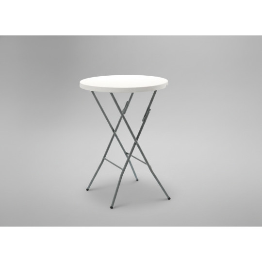 Masa de catering pliabilă rotundă de culoare albă, 80 cm