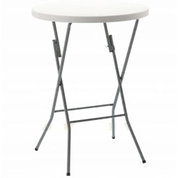 Masa de catering pliabilă rotundă de culoare albă, 80 cm