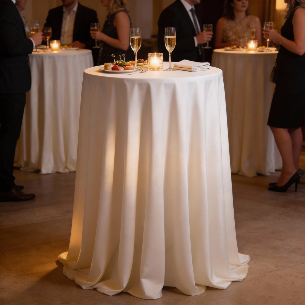 Masa de catering pliabilă rotundă de culoare albă, 80 cm