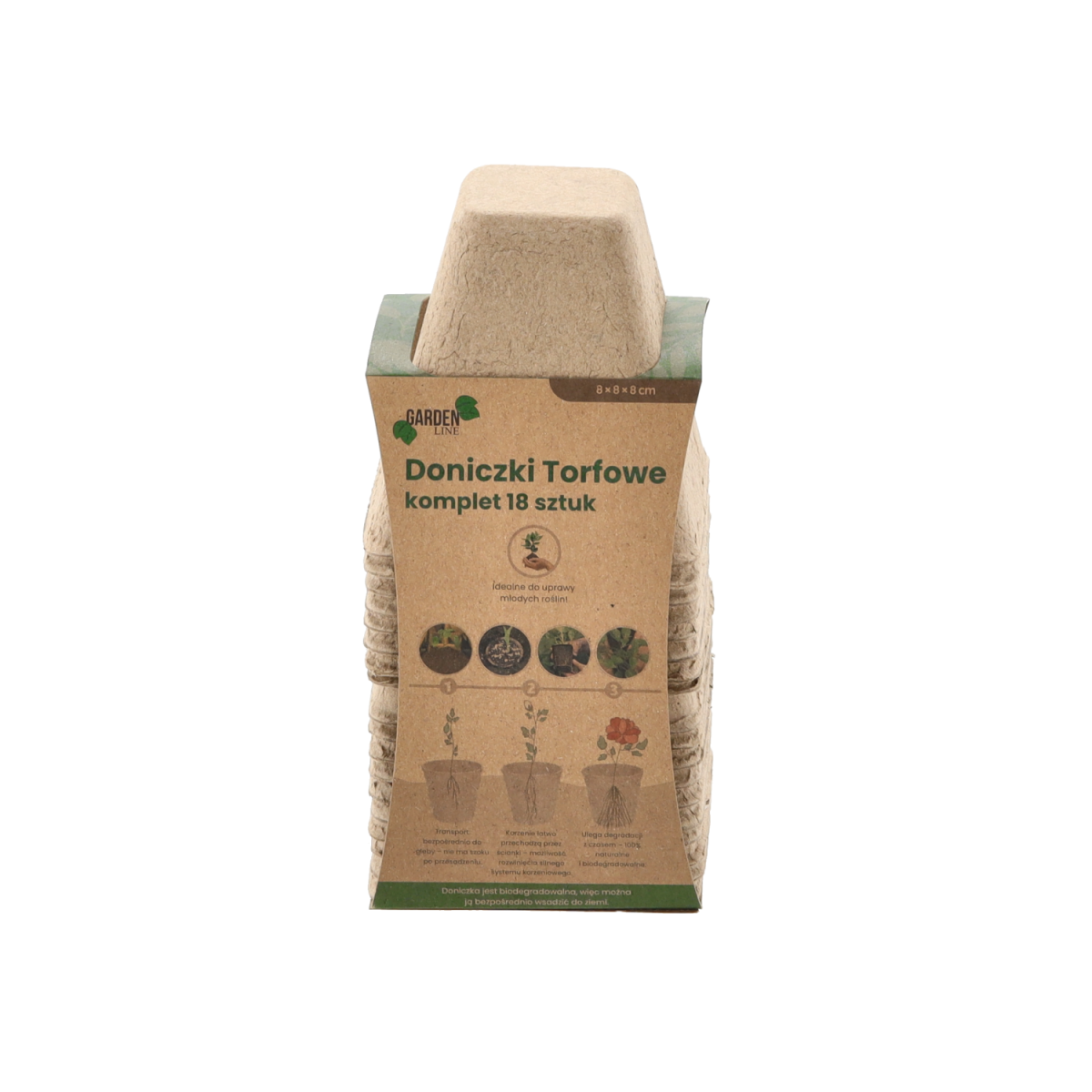 Sada 18 bucăți de ghivece din turbă 8 × 8 × 8 cm la un preț excelent