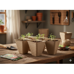 Sada 18 bucăți de ghivece din turbă 8 × 8 × 8 cm la un preț excelent