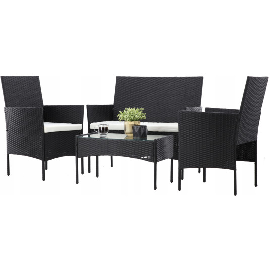 Mobilier de grădină din ratan negru