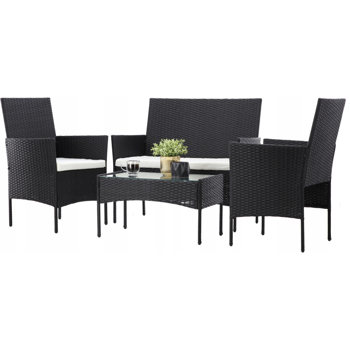 Mobilier de grădină din ratan negru