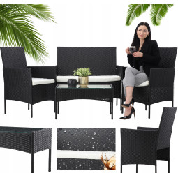 Mobilier de grădină din ratan negru