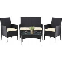 Mobilier de grădină din ratan negru