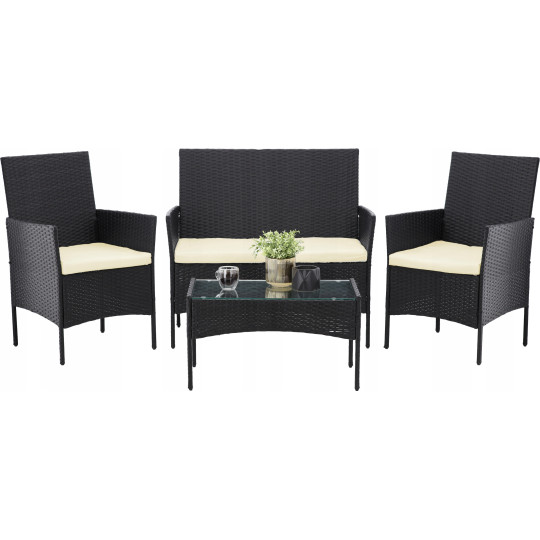 Mobilier de grădină din ratan negru