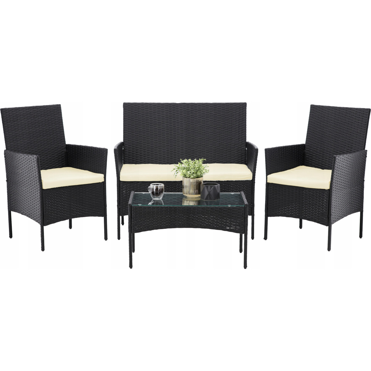 Mobilier de grădină din ratan negru