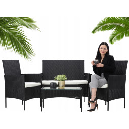 Mobilier de grădină din ratan negru