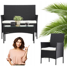 Mobilier de grădină din ratan negru