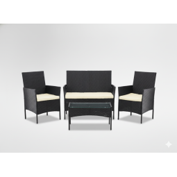 Mobilier de grădină din ratan negru