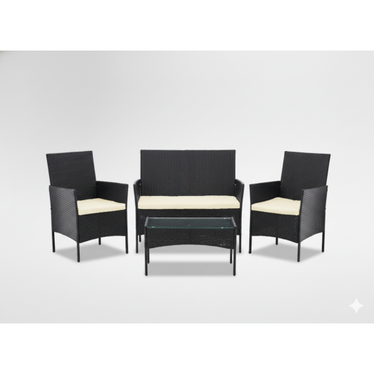 Mobilier de grădină din ratan negru