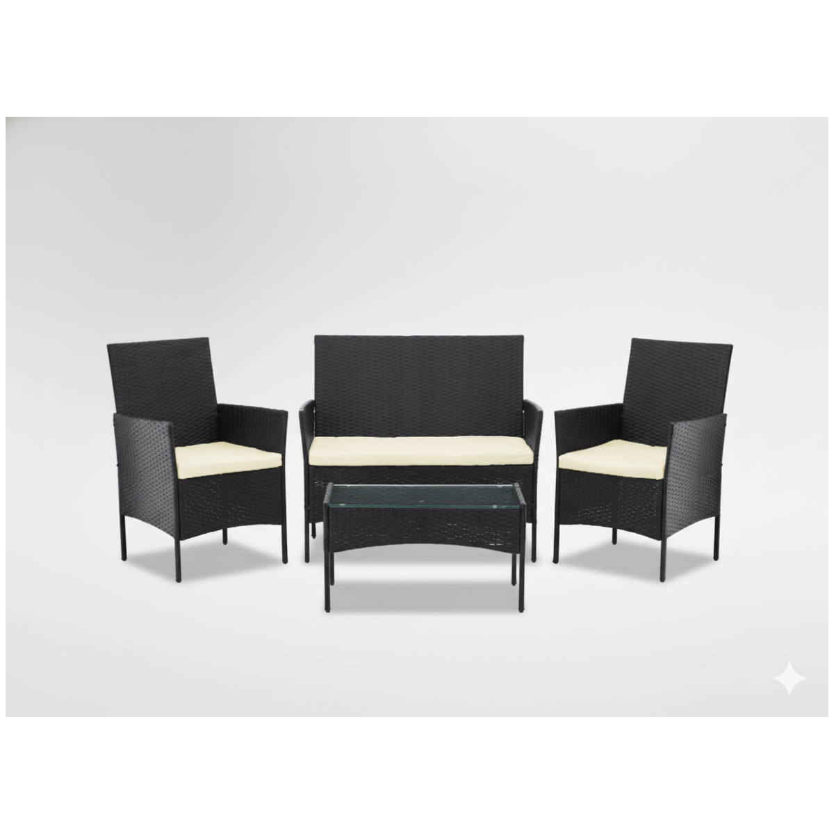 Mobilier de grădină din ratan negru