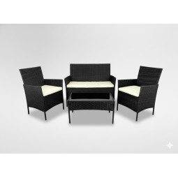 Mobilier de grădină din ratan negru