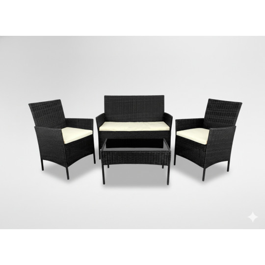 Mobilier de grădină din ratan negru