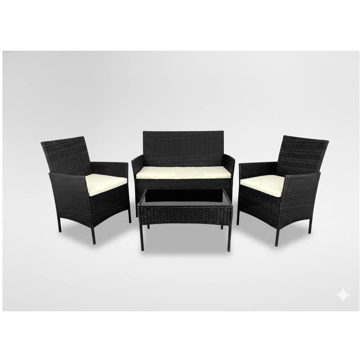 Mobilier de grădină din ratan negru