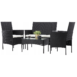 Mobilier de grădină din ratan negru