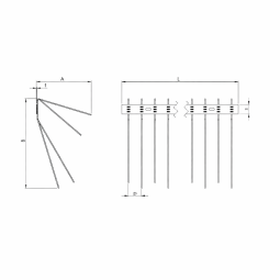 Protecție împotriva rândunelelor pentru montaj pe perete, sistem cu patru rânduri de țepi PL4T