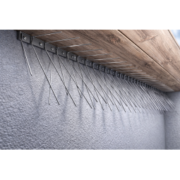 Protecție împotriva rândunelelor pentru montaj pe perete, sistem cu patru rânduri de țepi PL4T