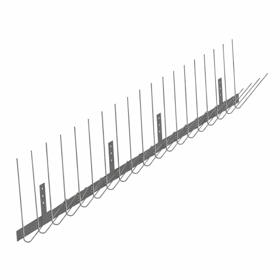 Protecție cu țepi pentru jgheaburi împotriva păsărilor PL2T