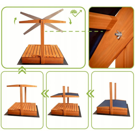 Zidabilă cu bănci și acoperiș, 120x120 cm