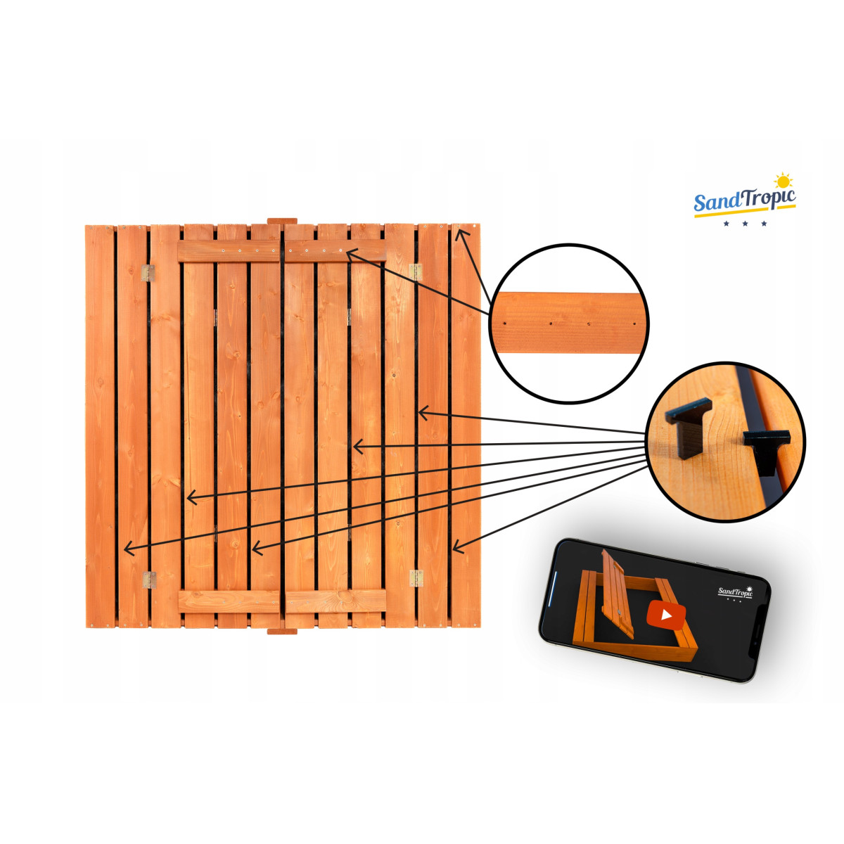 Zidabilă cu bănci și acoperiș, 120x120 cm